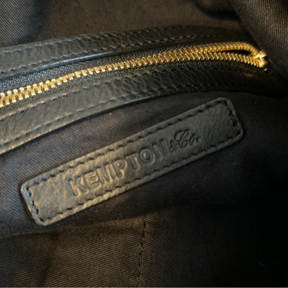 Kempton & Co Grayish Green Black Silver Slouchy Leather Bag Gold Hardware - Picture 11 of 13